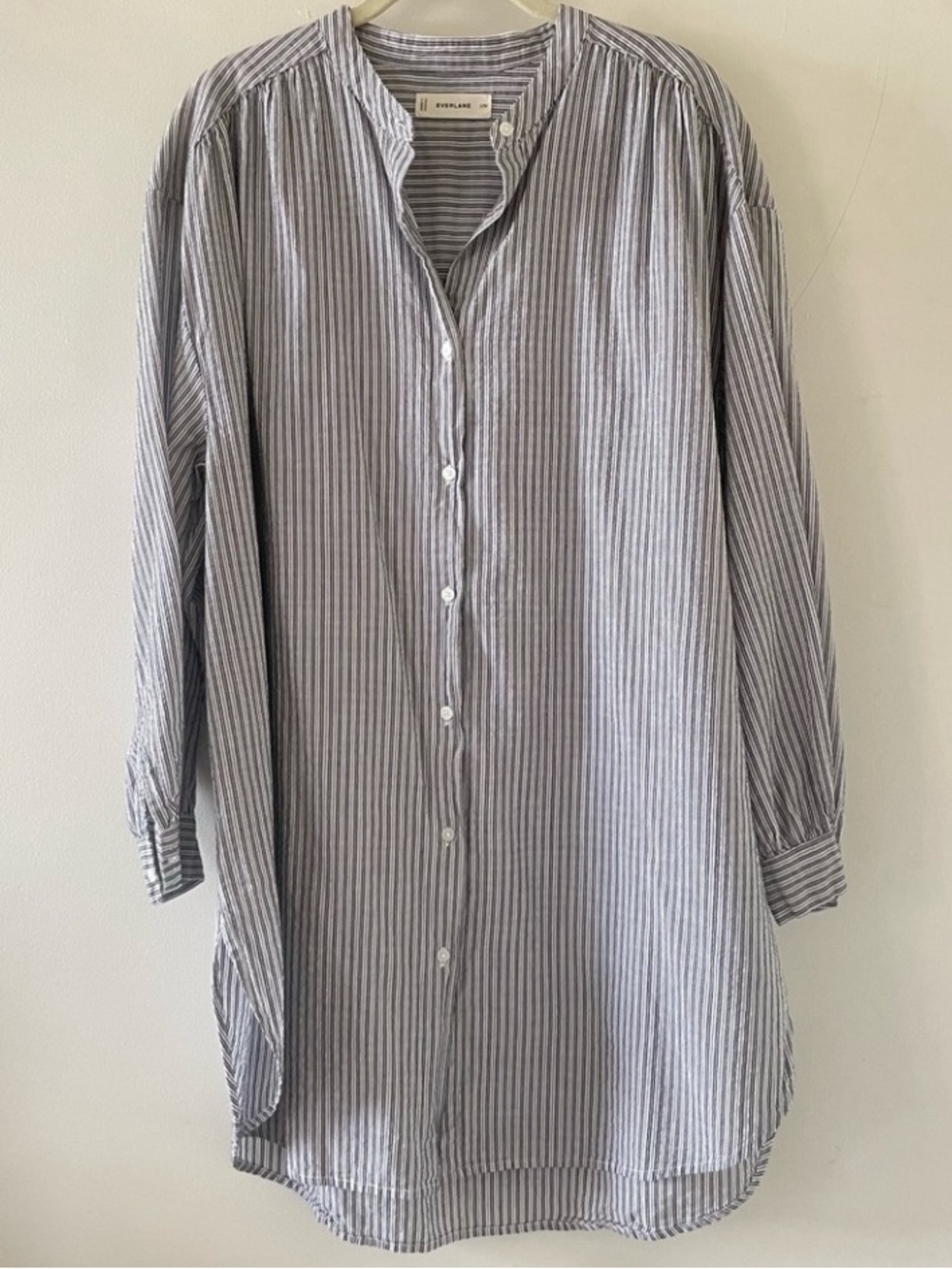 Everlane Organic Cotton Beach Coverup Dress, Tunic Button Down Shirt Striped S/M